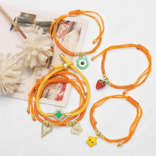 Brass Bracelet & Bangle, Nylon Cord, with Brass, fashion jewelry & different designs for choice & enamel, more colors for choice, Sold By PC