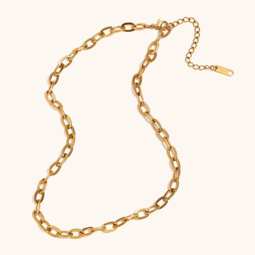 Collier de bijoux en acier inoxydable, Acier inoxydable 304, avec 5cm chaînes de rallonge, Plaqué or 18K, bijoux de mode & pour femme, Longueur:35 cm, Vendu par PC