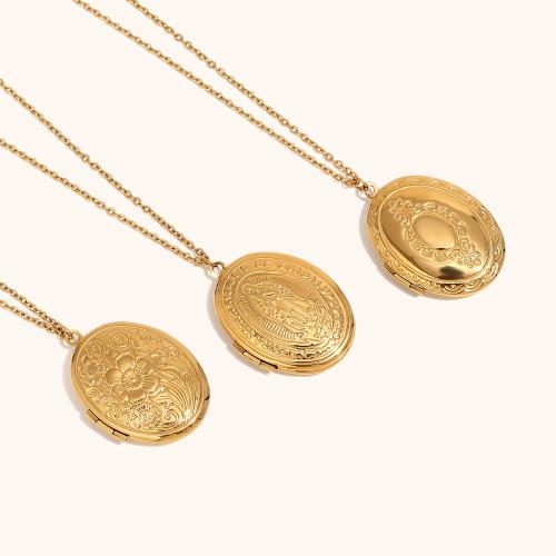 Fashion Locket Necklace, 304 Stainless Steel, with 5cm extender chain, 18K gold plated, fashion jewelry & different styles for choice & for woman, Length:45 cm, Sold By PC