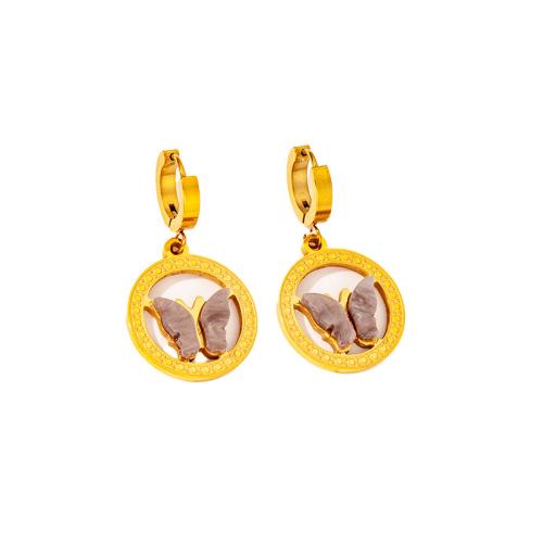 Acier inoxydable Levier Retour Earring, Acier inoxydable 304, avec Acrylique, Placage, bijoux de mode & pour femme & creux, doré, Vendu par paire