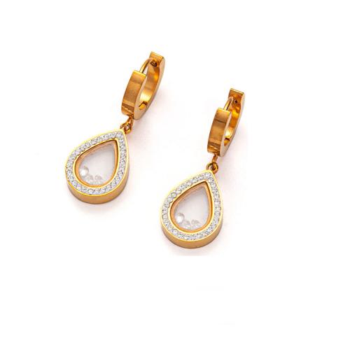 Acier inoxydable Levier Retour Earring, Acier inoxydable 304, Plaqué or 18K, styles différents pour le choix & pour femme & avec strass, Vendu par paire