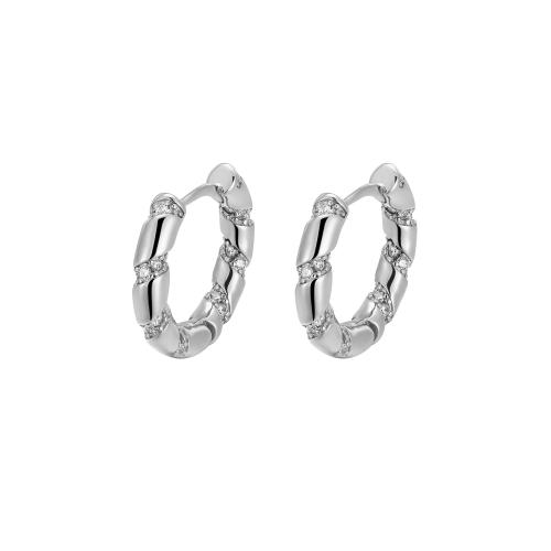 Pendientes de Micro Pavé de Zirconía Cúbica en Plata de Ley, plata de ley 925, micro arcilla de zirconia cúbica & para mujer, más colores para la opción, Inner diameter 17mm, Vendido por Par