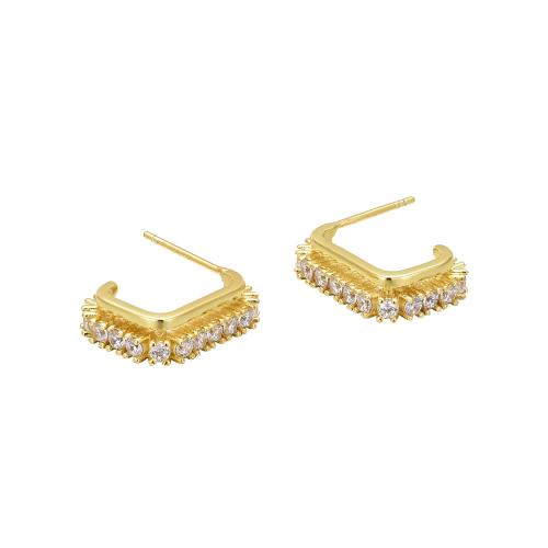 Pendientes de Micro Pavé de Zirconía Cúbica en Plata de Ley, plata de ley 925, micro arcilla de zirconia cúbica & para mujer, más colores para la opción, 15mm, Vendido por Par