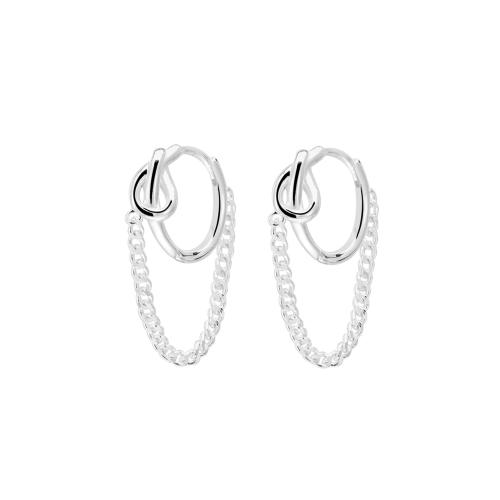 Huggie Hoop Drop Earring, 925 Sterling Silver, for woman, silver color, 40mm, Sold By Pair