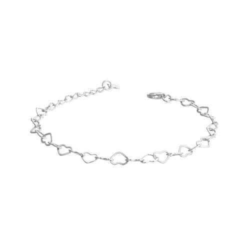 Bracelets en argent sterling, argent sterling 925, avec 3CM chaînes de rallonge, coeur, pour femme, plus de couleurs à choisir, Longueur:Environ 16 cm, Vendu par PC