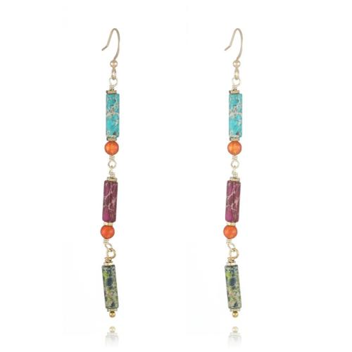 Tibetan Style Drop Earrings, with Gemstone, handmade, different styles for choice & for woman, more colors for choice, Sold By Pair