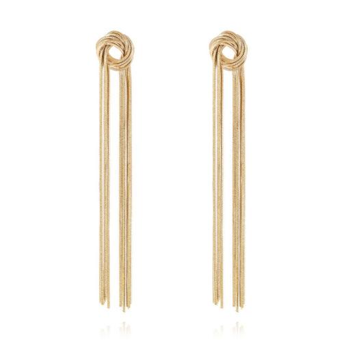 Brass Stud Earring, fashion jewelry & for woman, golden, 96x13mm, Sold By Pair