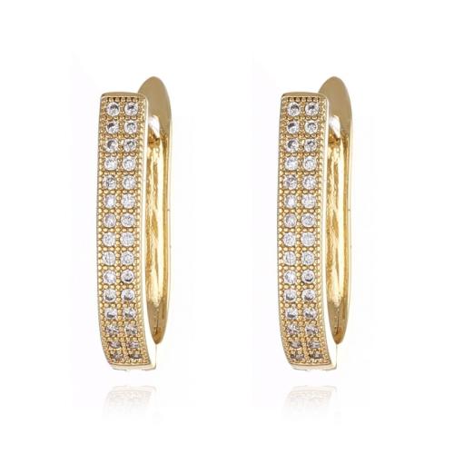 Boucles d'oreilles en laiton zircon cubique pavent, Placage, styles différents pour le choix & pavé de micro zircon & pour femme, doré, Vendu par paire