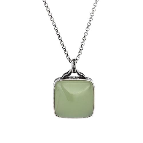 Brass Necklace, with Jade, vintage & for woman, silver color, Length:Approx 45 cm, Sold By PC