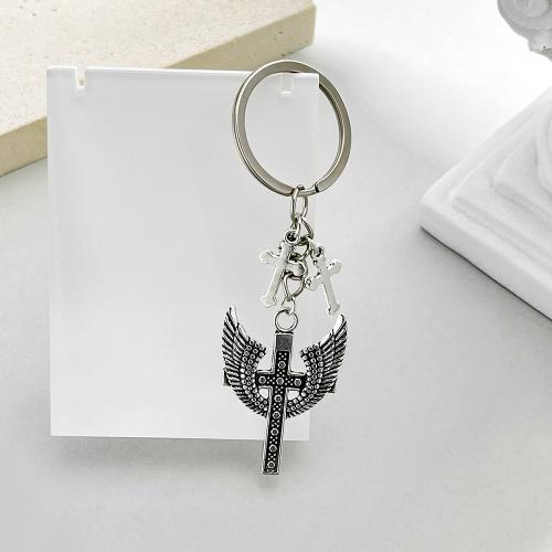 Tibetan Style Key Clasp, Cross, antique silver color plated, 10PCs/Bag, Sold By Bag