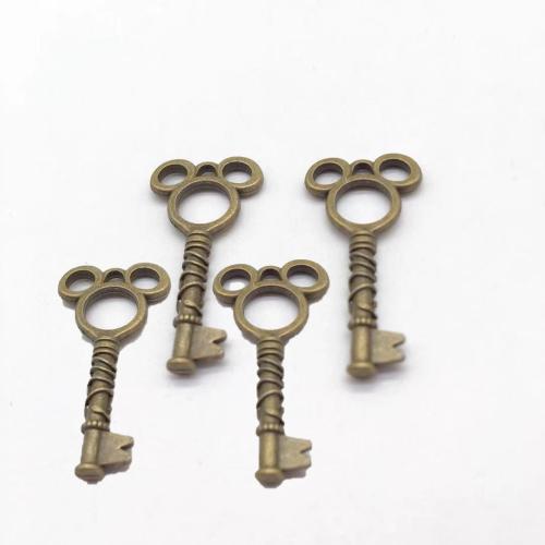 Tibetan Style Key Pendants, antique bronze color plated, DIY, 46x22x4mm, 100PCs/Bag, Sold By Bag