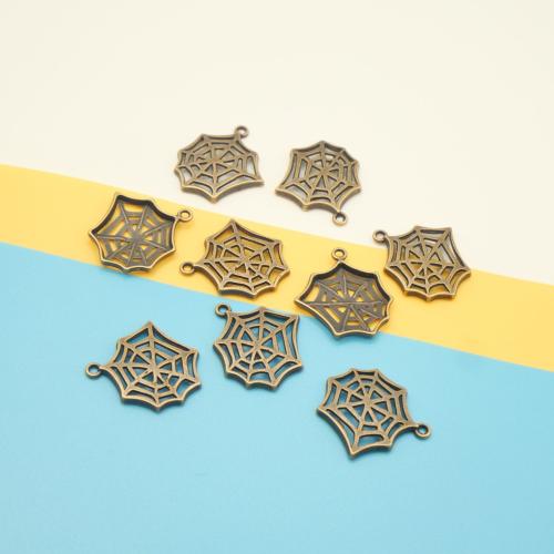 Tibetan Style Pendants, Spider Web, antique copper color plated, DIY, 25x23mm, 100PCs/Bag, Sold By Bag