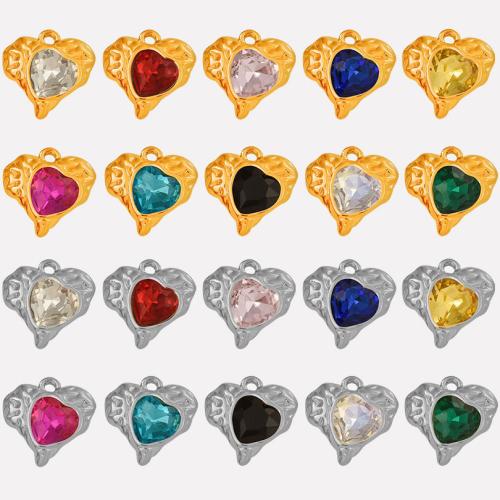 Stainless Steel Heart Pendants, 304 Stainless Steel, Vacuum Ion Plating, DIY, more colors for choice, 16x16x5.20mm, Hole:Approx 1.5mm, 10PCs/Bag, Sold By Bag