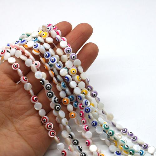 Natural Freshwater Shell Beads, Evil Eye, DIY & different size for choice & enamel, more colors for choice, Sold Per Approx 38 cm Strand