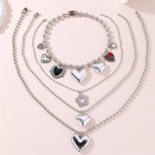 Tibetan Style Jewelry Necklace, silver color plated, fashion jewelry & different designs for choice & enamel, silver color, nickel, lead & cadmium free, Sold By PC