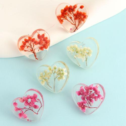 Resin Earring, Heart, fashion jewelry & epoxy gel, more colors for choice, Sold By Pair