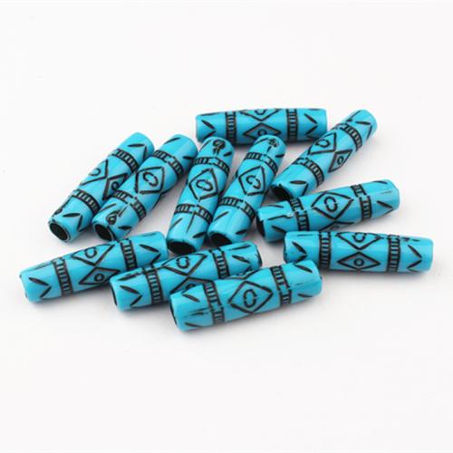 Resin Large Hole Bead, stoving varnish, DIY, blue, 6.50x25mm, Inner Diameter:Approx 4mm, Sold By PC