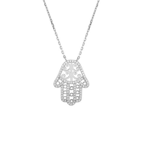 Cubic Zircon Micro Pave 925 Sterling Silver Necklace, with 5CM2 extender chain, micro pave cubic zirconia & for woman, more colors for choice, Length:Approx 40 cm, Sold By PC