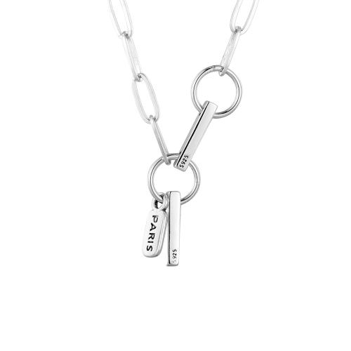 Colliers en argent sterling, argent sterling 925, pour femme, couleur platine, Longueur:Environ 45 cm, Vendu par PC