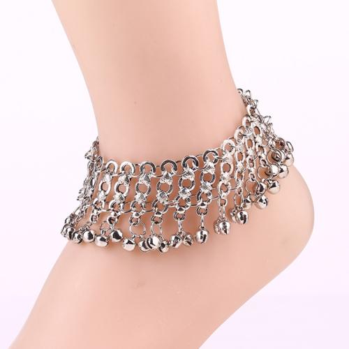 Bracelet de cheville en alliage de zinc, Placage, style folk & pour femme, argent, Longueur:Environ 27 cm, Vendu par PC