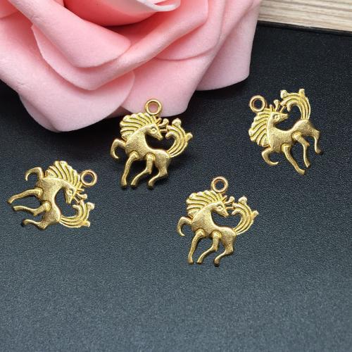 Tibetan Style Animal Pendants, Horse, antique gold color plated, DIY, 20x15mm, 100PCs/Bag, Sold By Bag