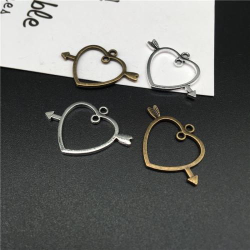 Tibetan Style Heart Pendants, plated, DIY & double-hole, more colors for choice, 32x25mm, 100PCs/Bag, Sold By Bag