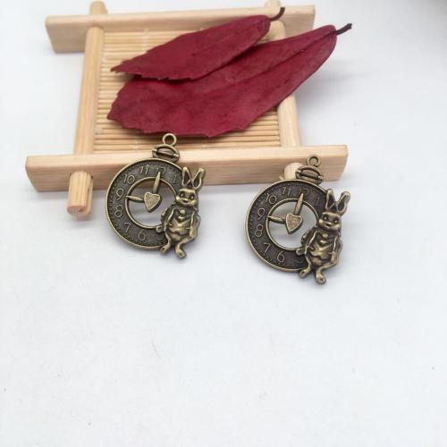 Tibetan Style Pendants, Clock, antique bronze color plated, DIY, 33x25mm, 100PCs/Bag, Sold By Bag