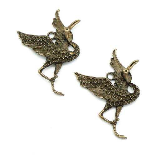 Tibetan Style Animal Pendants, Crane, antique bronze color plated, DIY, 55x40x6mm, 100PCs/Bag, Sold By Bag