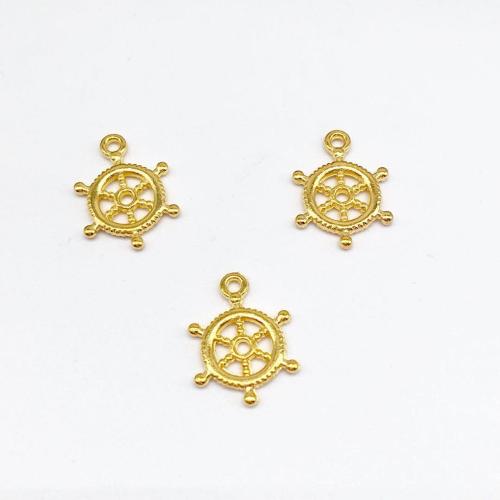 Tibetan Style Ship Wheel & Anchor Pendentif, alliage de zinc, roue de bateau, Plaqué de couleur d'or antique, DIY, 20x15mm, 100PC/sac, Vendu par sac