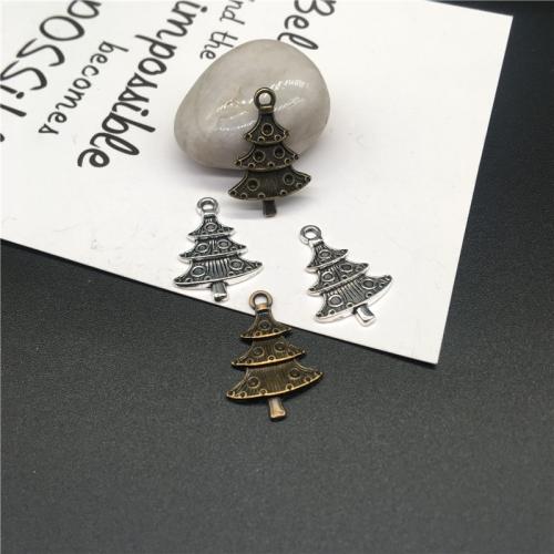 Tibetan Style Christmas Pendants, Christmas Tree, plated, DIY, more colors for choice, 25x18mm, 100PCs/Bag, Sold By Bag