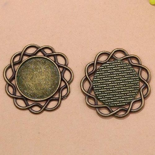 Tibetan Style Pendant Cabochon Setting, Round, antique bronze color plated, DIY, 20mm, 100PCs/Bag, Sold By Bag