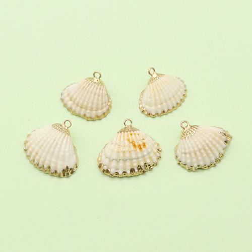 Shell Pendants, with Brass, gold color plated, DIY, about:20x20x5mm, Sold By PC