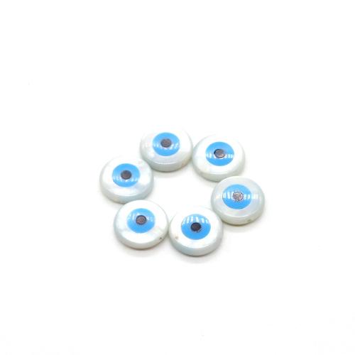 Natural Seashell Beads, Evil Eye, DIY & different size for choice & enamel, white, 5PCs/Bag, Sold By Bag