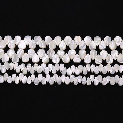 Perles naturelles de coquillages de mer , coquillage, larme, DIY, blanc, 5x10mm, Vendu par Environ 38 cm brin