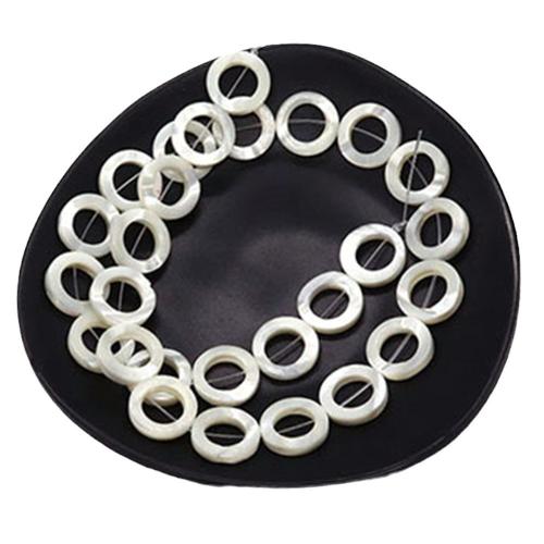 Natural Seashell Beads, Donut, DIY, white, 15mm, Sold Per Approx 38 cm Strand