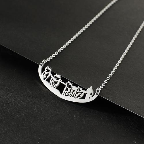 Stainless Steel Jewelry Necklace, 304 Stainless Steel, with 5CM extender chain, silver color plated, for woman & hollow, nickel, lead & cadmium free, Length:40 cm, Sold By PC