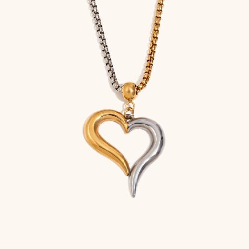 Stainless Steel Jewelry Necklace, 304 Stainless Steel, Heart, plated, for woman, Sold By PC