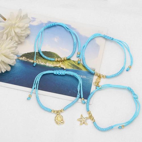 Nylon Cord Bracelet, with Brass, fashion jewelry & different designs for choice & with rhinestone, more colors for choice, Sold By PC