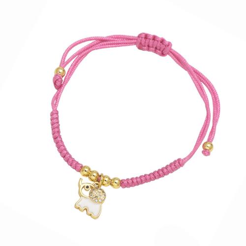 Bracelet cubique en laiton zircon pavent, corde en nylon, avec laiton, avec 10cm chaînes de rallonge, bijoux de mode & modèles différents pour le choix & pavé de micro zircon & émail, plus de couleurs à choisir, Longueur:16 cm, Vendu par PC