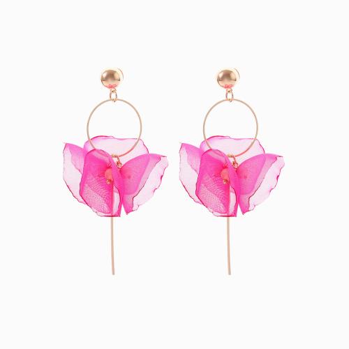 Brass Drop Earring, with Cloth, gold color plated, fashion jewelry, more colors for choice, nickel, lead & cadmium free, 71x113mm, Sold By Pair