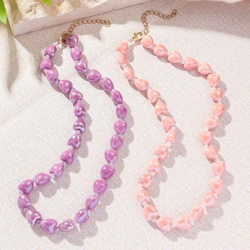 Fashion Necklace Jewelry, Porcelain, with 7cm extender chain, Heart, fashion jewelry, more colors for choice, Length:48 cm, Sold By PC