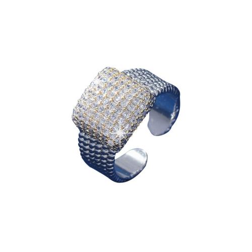 Cubic Zirconia Micro Pave Brass Ring, plated, fashion jewelry & Unisex & micro pave cubic zirconia, silver color, Sold By PC