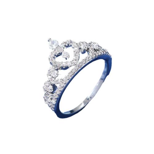 Cúbicos Circonia Micro Pave anillo de latón, metal, chapado, diverso tamaño para la opción & micro arcilla de zirconia cúbica & para mujer & hueco, plateado, Vendido por UD