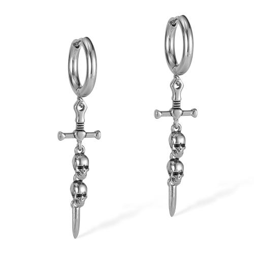 Huggie Hoop Drop Earring, 304 Stainless Steel, Cross, plated, fashion jewelry & Unisex, original color, Sold By Pair