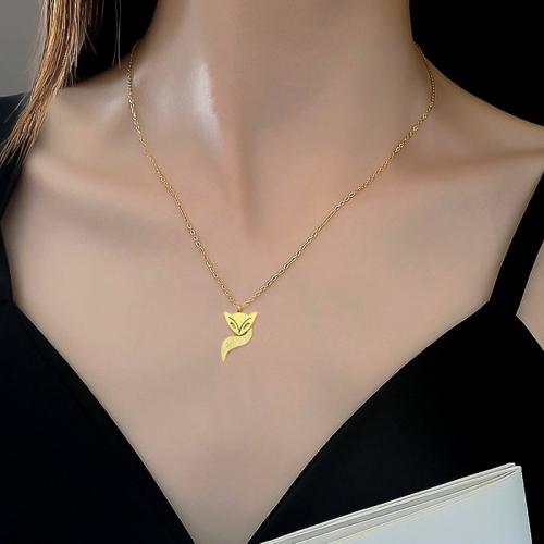 Titanium Steel Necklace, Fox, Vacuum Ion Plating, for woman, gold, Length:Approx 21-50 cm, Sold By PC