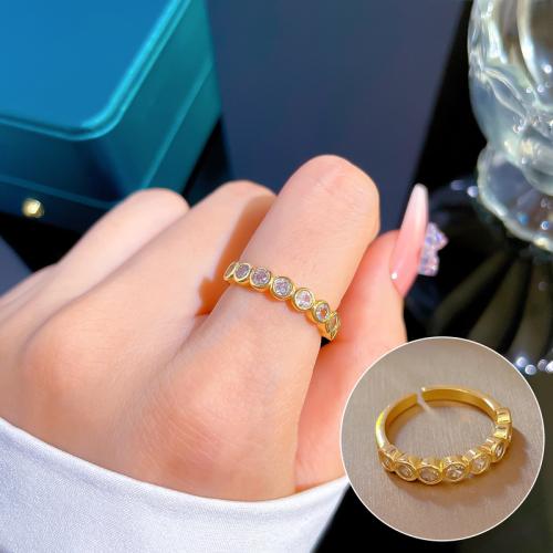 Cubic Zirconia Micro Pave Brass Ring, real gold plated, micro pave cubic zirconia & for woman, more colors for choice, Sold By PC