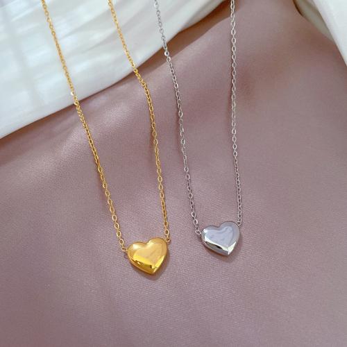 Titanium Steel Necklace, Heart, Vacuum Ion Plating, micro pave cubic zirconia & for woman, more colors for choice, Length:Approx 21-50 cm, Sold By PC