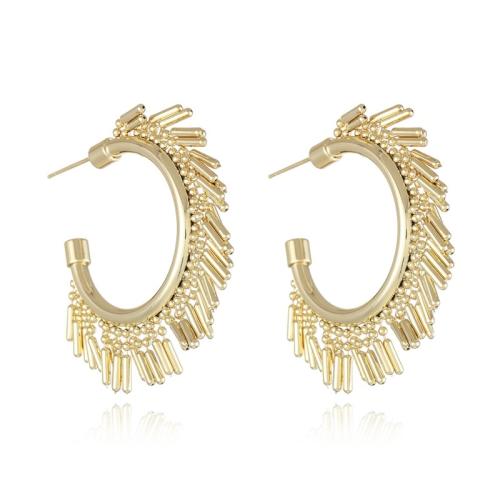 Brass Stud Earring, plated, fashion jewelry & for woman, golden, 45x37mm, Sold By Pair