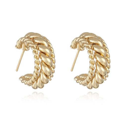 Brass Stud Earring, plated, fashion jewelry & for woman, golden, 20x16mm, Sold By Pair