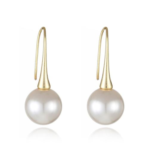 Brass Drop Earring, with Plastic Pearl, plated, different size for choice & for woman, more colors for choice, Sold By Pair